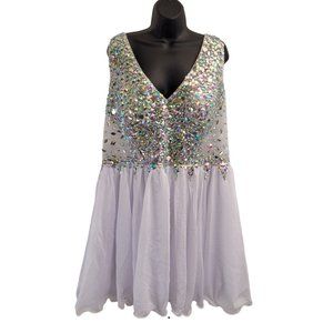 NWT Fun Short White Dress Size 24 Bejeweled Plus Size Prom Homecoming Wedding